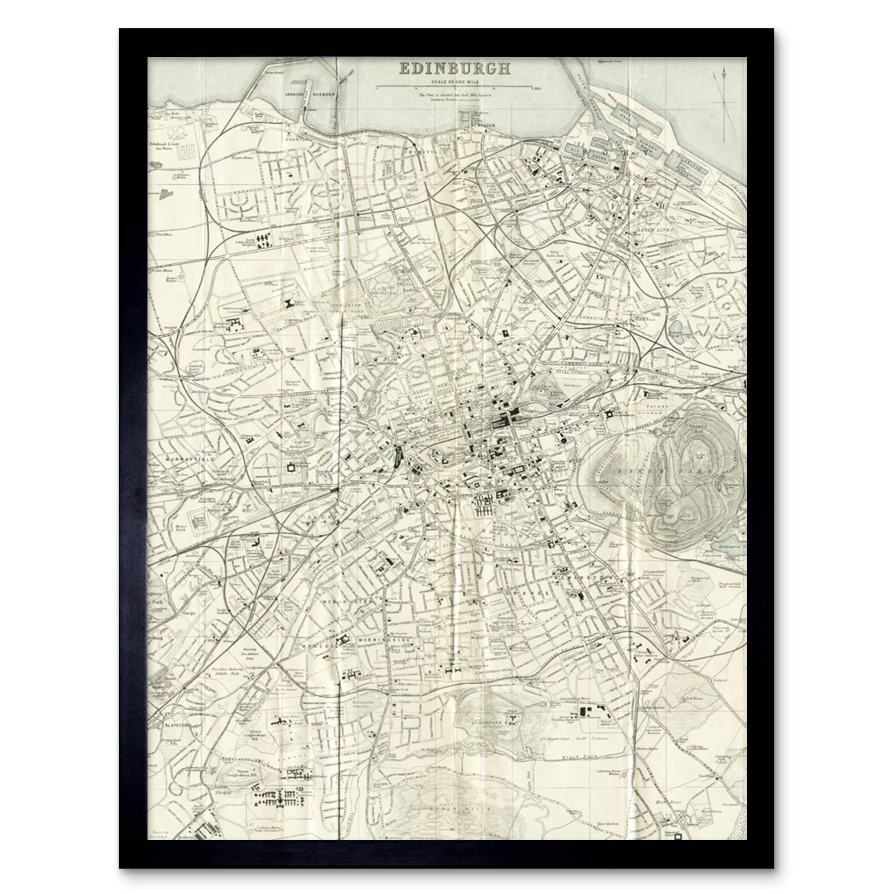 Artery8 Map 1935 Edinburgh City Scotland Plan Chart Art Print Framed Poster Wall Decor 12x16 inch
