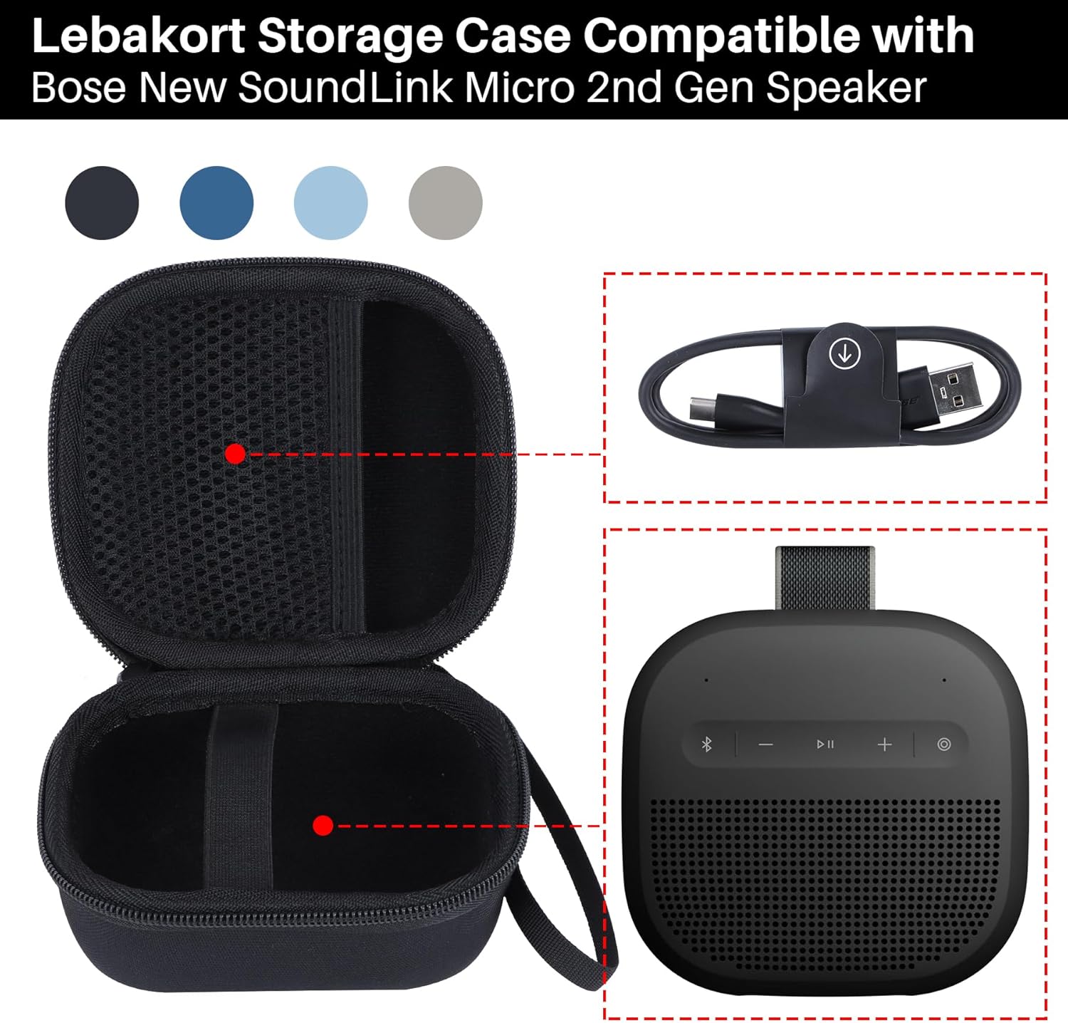 Storage Case Compatible with Bose New SoundLink Micro 2nd Gen Speaker (Light Blue Case) - Image 3