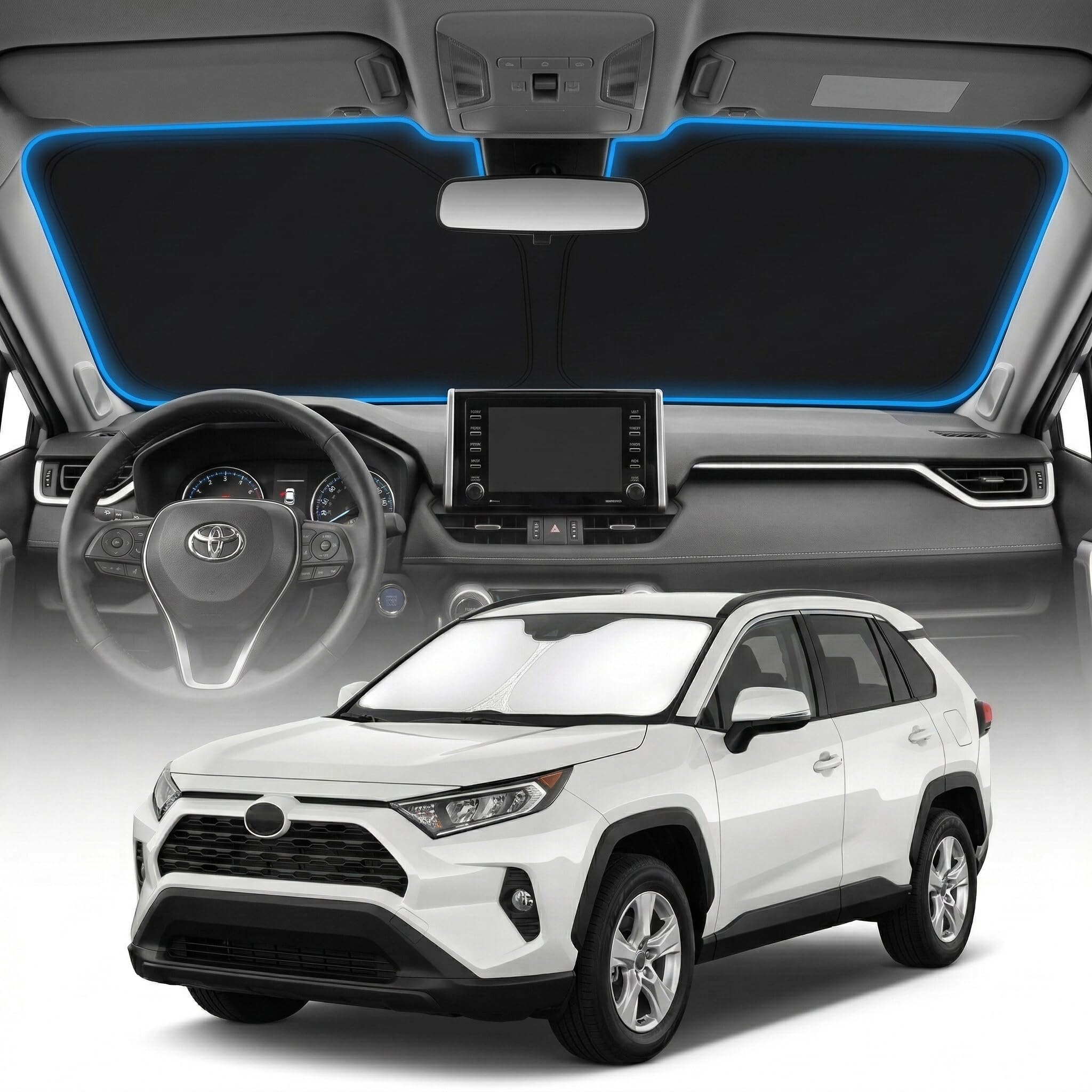 for Ford Bronco Sun Shade Windshield Cover - Custom Fit Bronco Accessories 2021-2024 2025 Sunshade Foldable UV Protection & Heat Shield Sun Visor Accessories — view 71