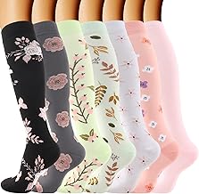 DRESHOW Chaussettes de Compression pour Hommes et Femmes Chaussettes de Compression pour Sportive, Cyclisme, Voyage en Avion, Course à Pied
