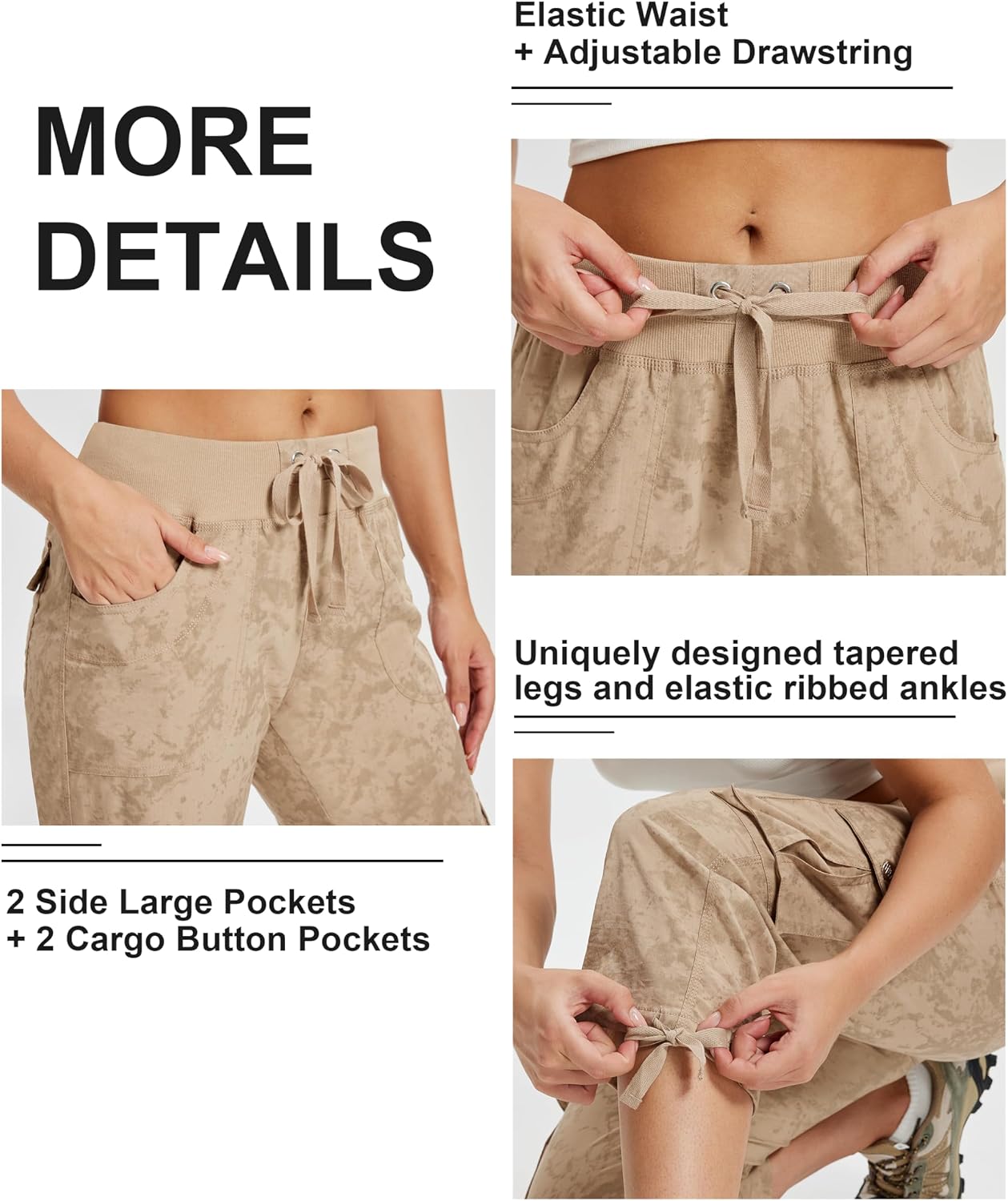 MoFiz Women's Cargo Capris Hiking Pants Lightweight Quick Dry Outdoor Athletic Travel Casual Loose Comfy Cute Pockets thumbnail