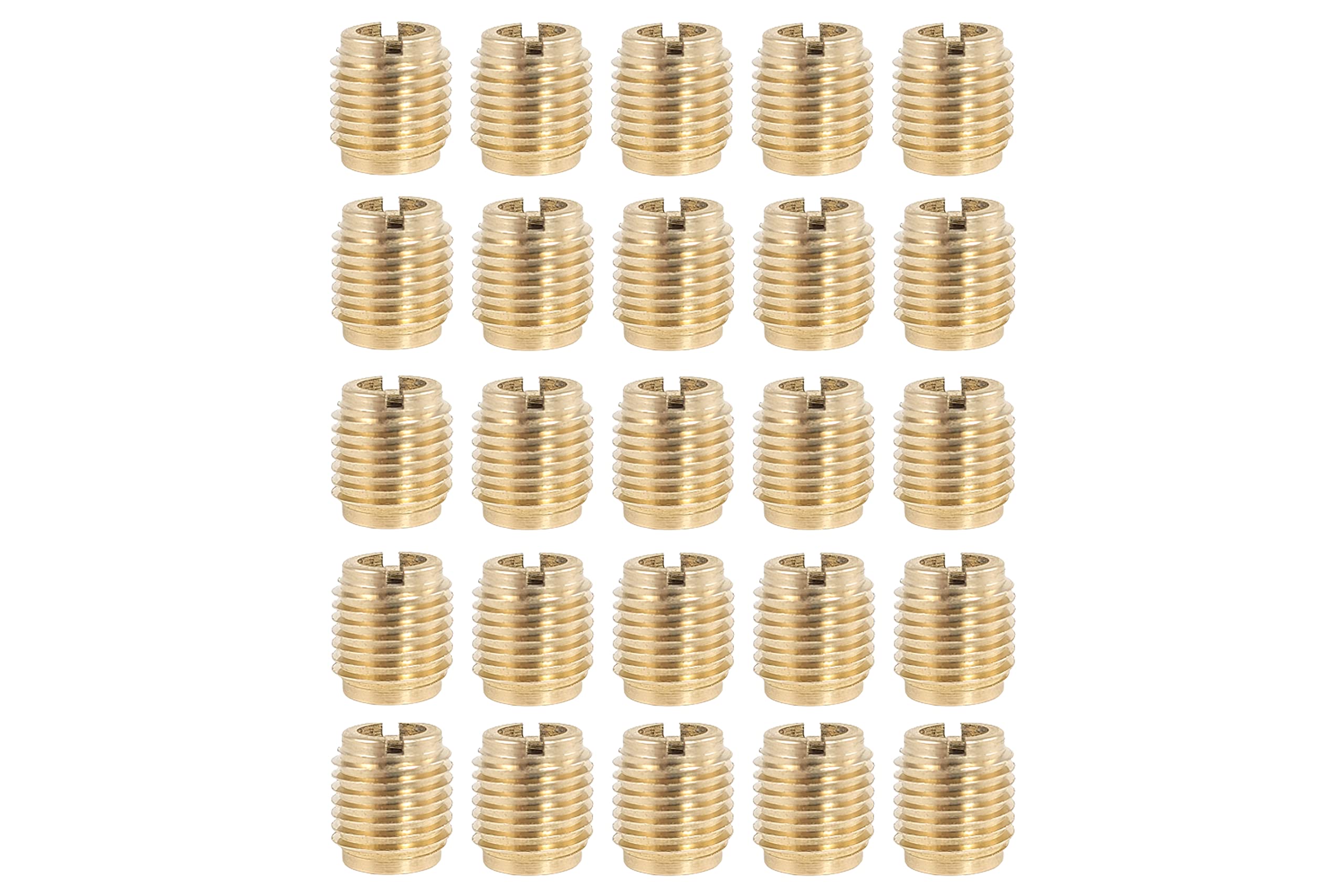 Taytools 25 Pieces 1/4-20 Threaded Inserts Solid Brass for Hardwoods, Softwoods, Plywood and Composites Knife Threads (1/4-20, 25)