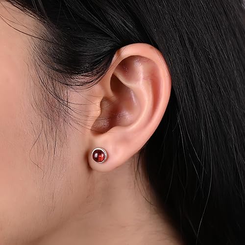 Miniatura 6 de Geminspire Natural Tiny 6mm Peridot Stud Post Earrings for Women and Girls, Handmade Round Bezel 925 Sterling Silver, August Birthstone Jewlery