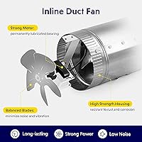 Vista 5 de iPower GLFANXBOOSTER6CTRLV1 6 Inch 240 CFM Booster Fan Inline Duct Vent Blower with Variable Speed Controller Adjuster
