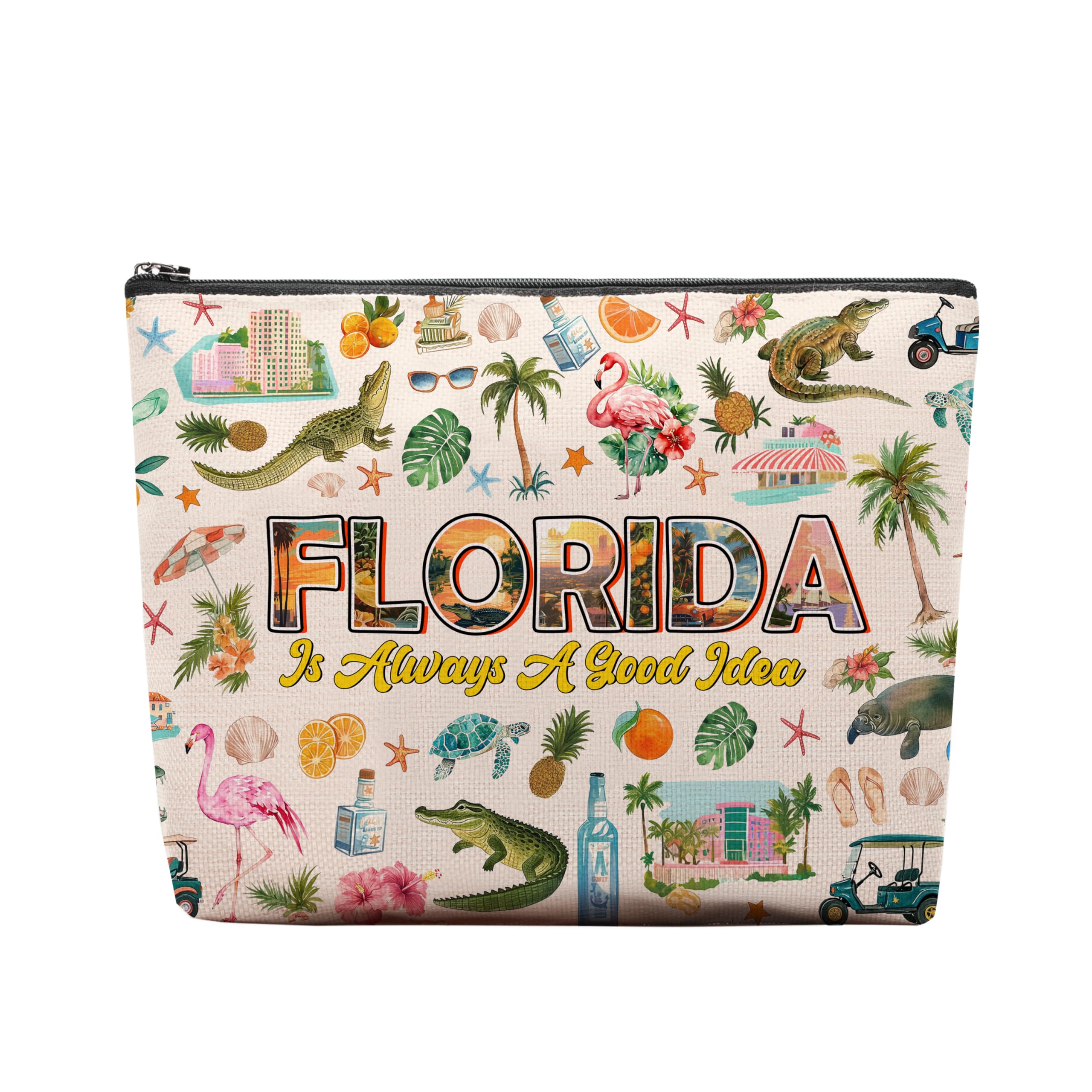 Florida Makeup Bag, Florida Gifts For Women Friends, Vacation Souvenirs Makeup Pouch, Travel Toiletry Bag With Zipper, Birthday Anniversary Christmas Gifts For Best Friend Bestie Her
