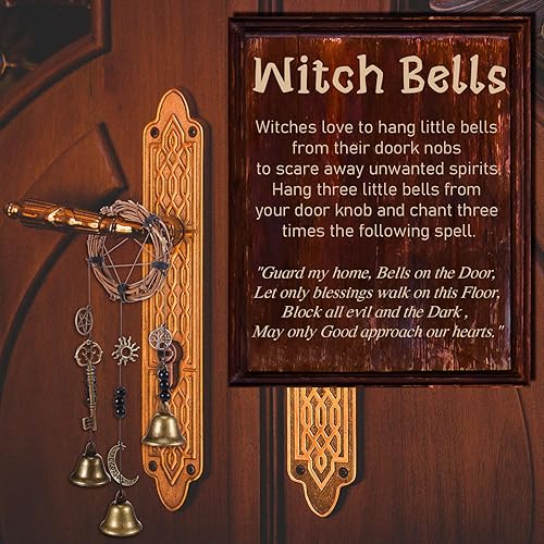 Miniatura 5 de Leitee Kit de 62 campanas de bruja para puerta para protección, campana de bruja, decoración colgante de bruja, decoración de bruja, brujas,