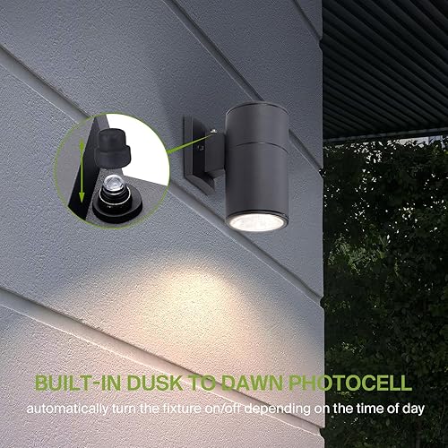 Miniatura 4 de ASD Lámpara LED de pared cilíndrica redonda de 1 vía  9W 1000LM 3000K-5000K 120V  3CCT, fotocélula a prueba de agua, certificación ETL  Aplique de