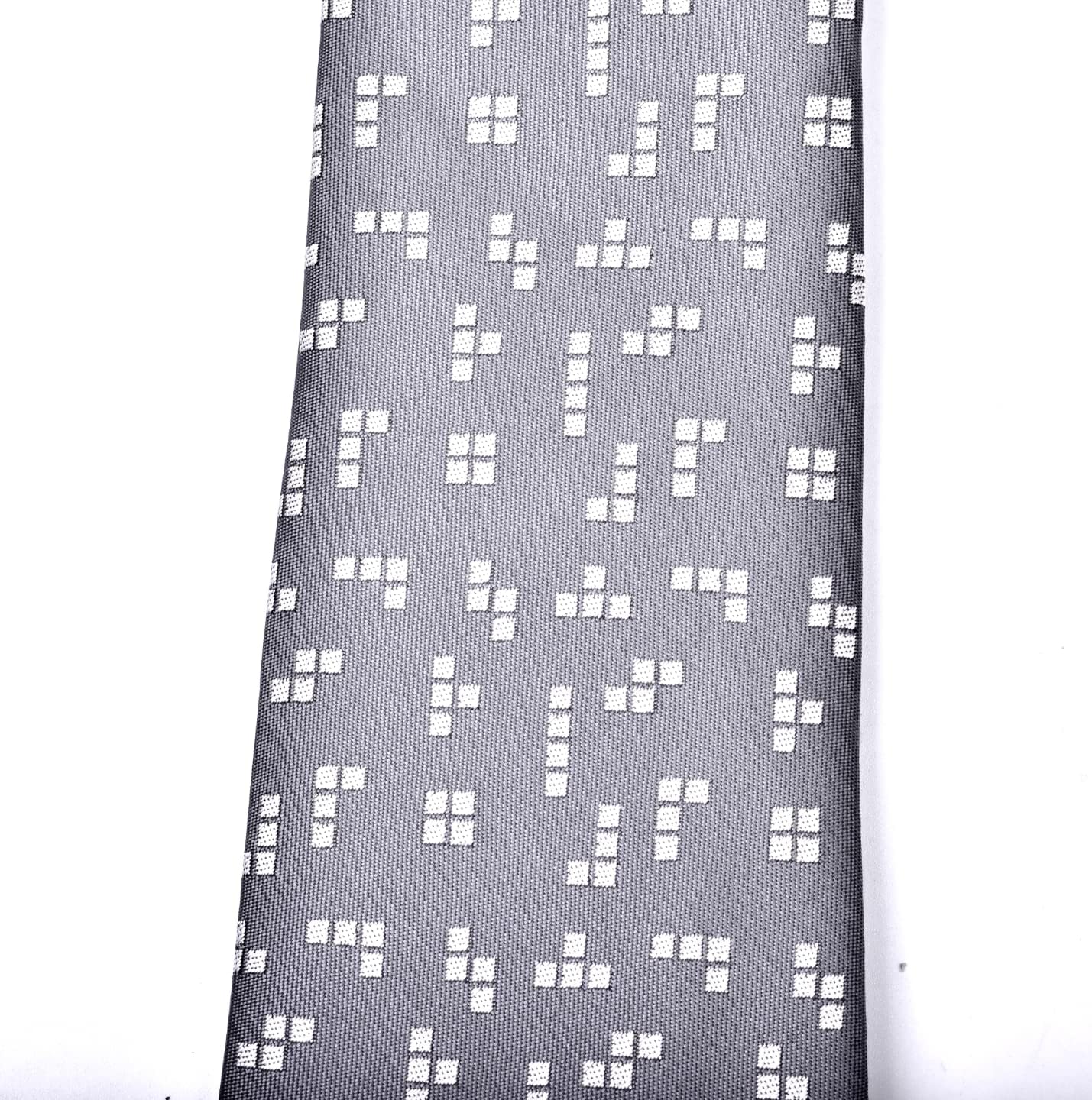 Maker V Video Game Necktie - Geometric - Retro Gaming Necktie in Grey and White - Video Gamer Gift for Men, One Size (b42)