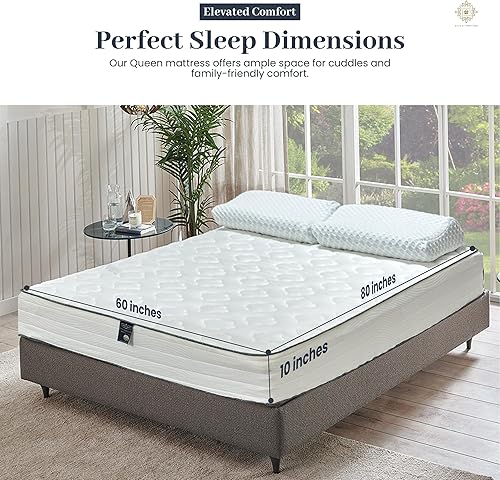 Miniatura 2 de Colchón tamaño Queen de 10 pulgadas, colchón híbrido de espuma viscoelástica fresca y resortes helicoidales con funda transpirable, parte superior