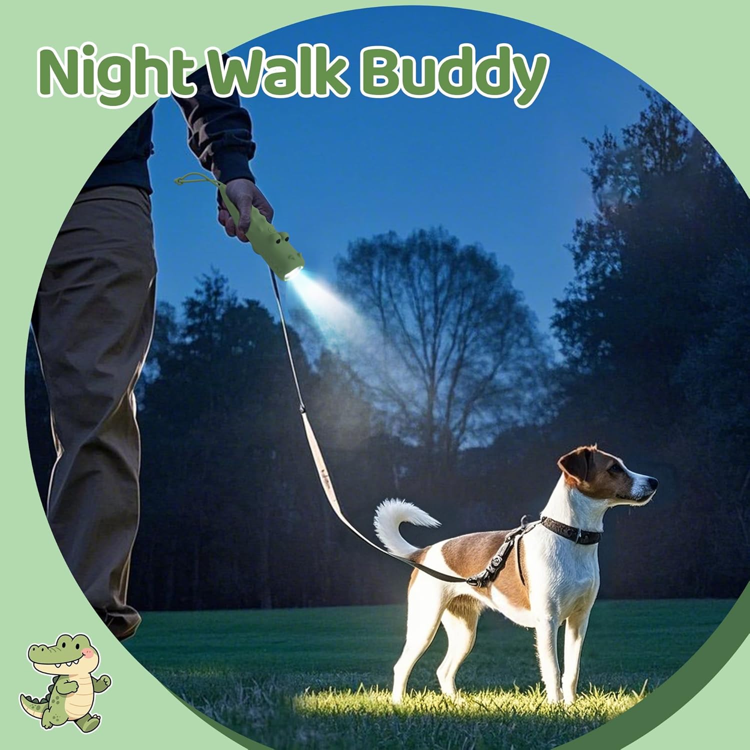 Ammonite Cute Crocodile Dimmable Silicone Flashlight, Portable Animal Flashlights with Hanging Strap, Compact Rechargeable Camping Light for Hiking Emergencies and Outdoor Use