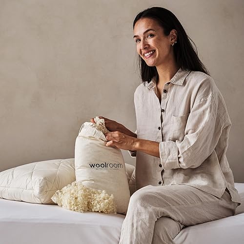Miniatura 2 de WOOLROOM - Lana extra para almohadas lavables - Relleno de lana británica de lujo - Relleno de almohada alternativo de plumas y plumón que regula la