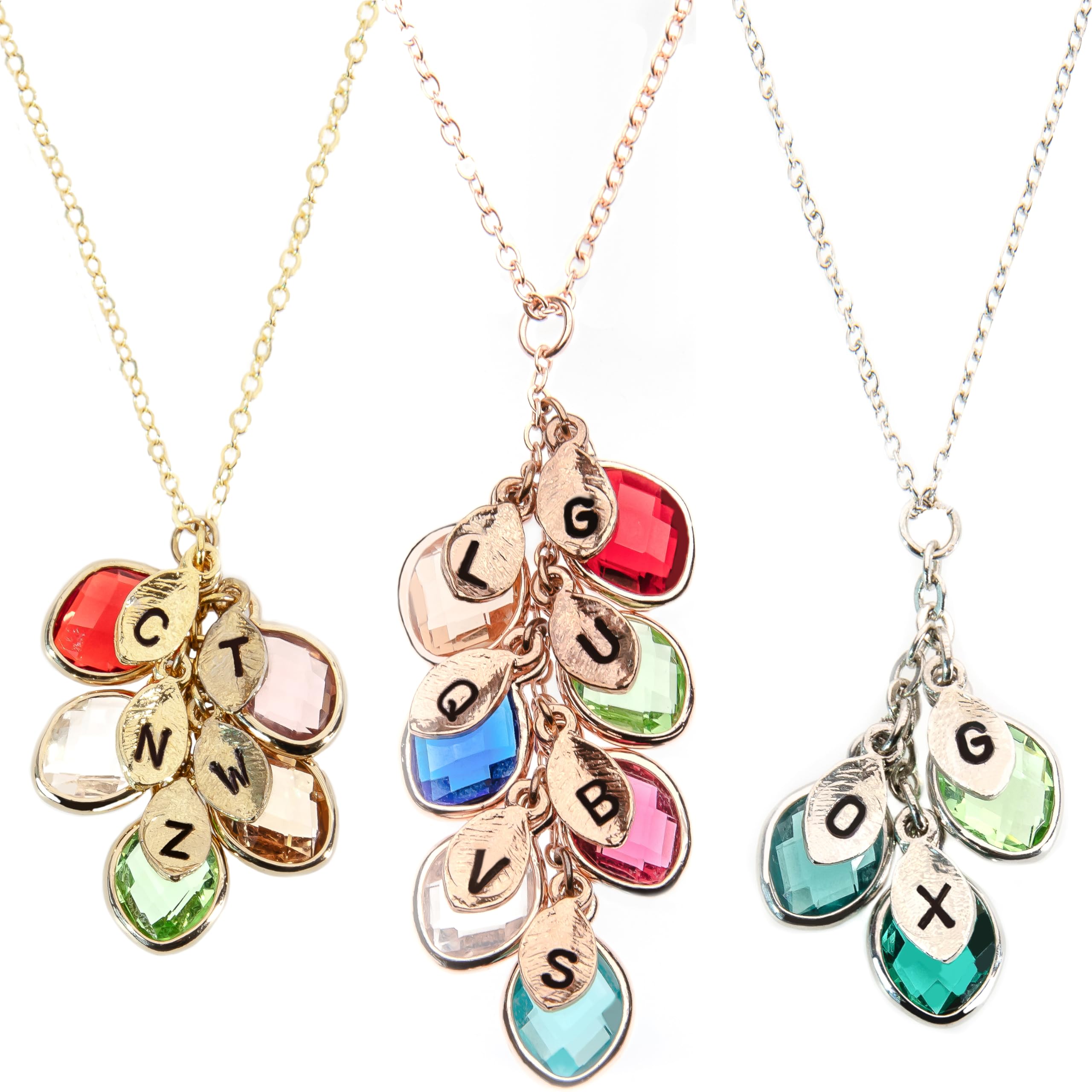 MignonandMignonPersonalized Gifts for Mom Grandma Birthstone Initial Necklace Bridesmaid Family Jewelry - BSON-L-D