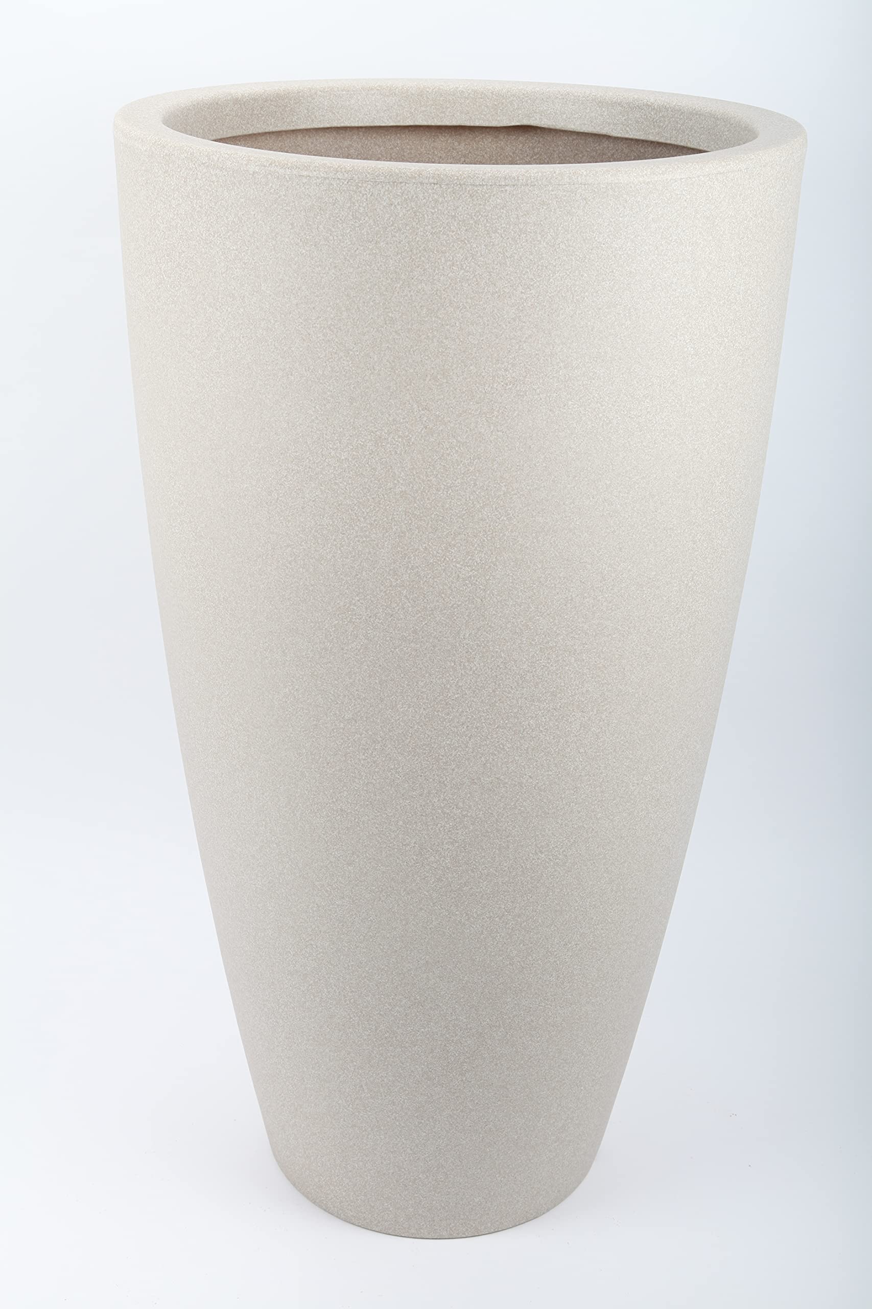 Blumentopf, Pflanzkübel, Pflanzgefäß mit Untersetzer, Sandfarben, 90cm - für Innen und Außen