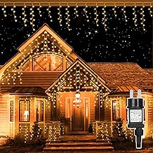 Withosent 10 m Outdoor Christmas Curtain Lights 400 LED, 8 Modes Warm White String Lights with Timer and Memory, IP44 Waterproof Christmas Lights, Waterproof Curtain, for Balcony Garden Terrace