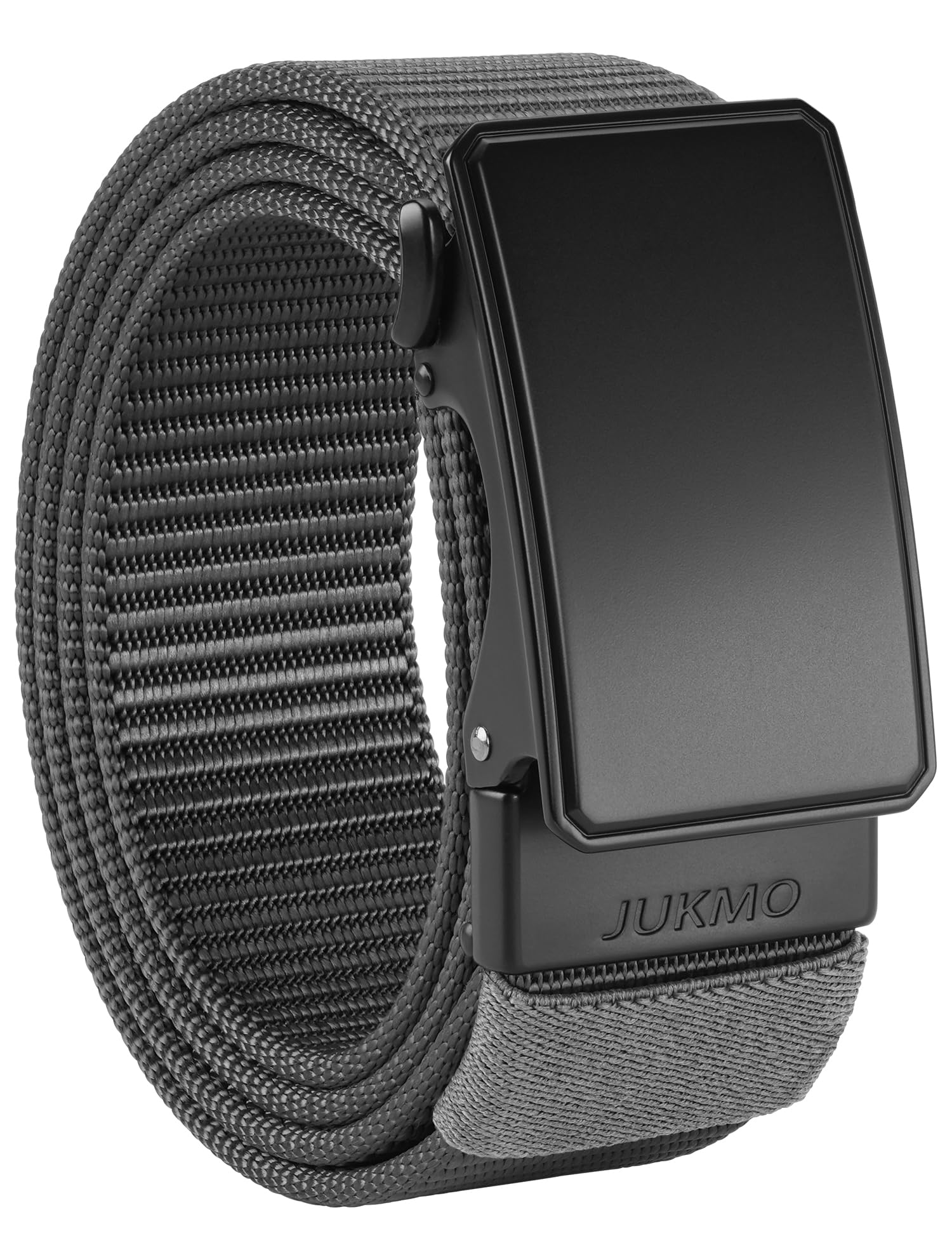 JUKMO Men's 1.5" Nylon Ratchet Belt, Casual Web Click Belt with Slide Buckle for Jeans, No Holes Adjustable Trim to Fit