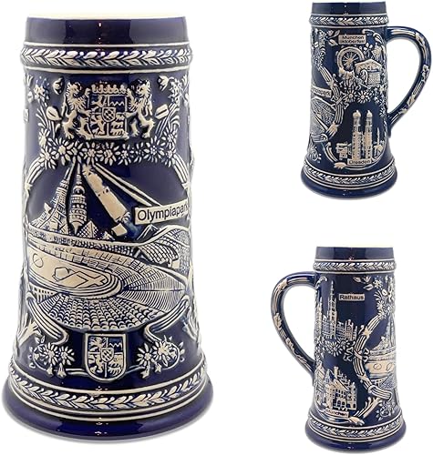 Miniatura 3 de Essence of Europe Gifts E.H.G 0.85 litros  OktoberfestHaus Alemania Stein Famous Landmarks Bier Krug Taza de cerveza grabada Taza de cerveza alemana