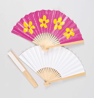Baker Ross E8858 Design Your Own Paper Fans, For Kids To Paint, Decorate and Personalise for Arts and Crafts activities (Pack of 4)