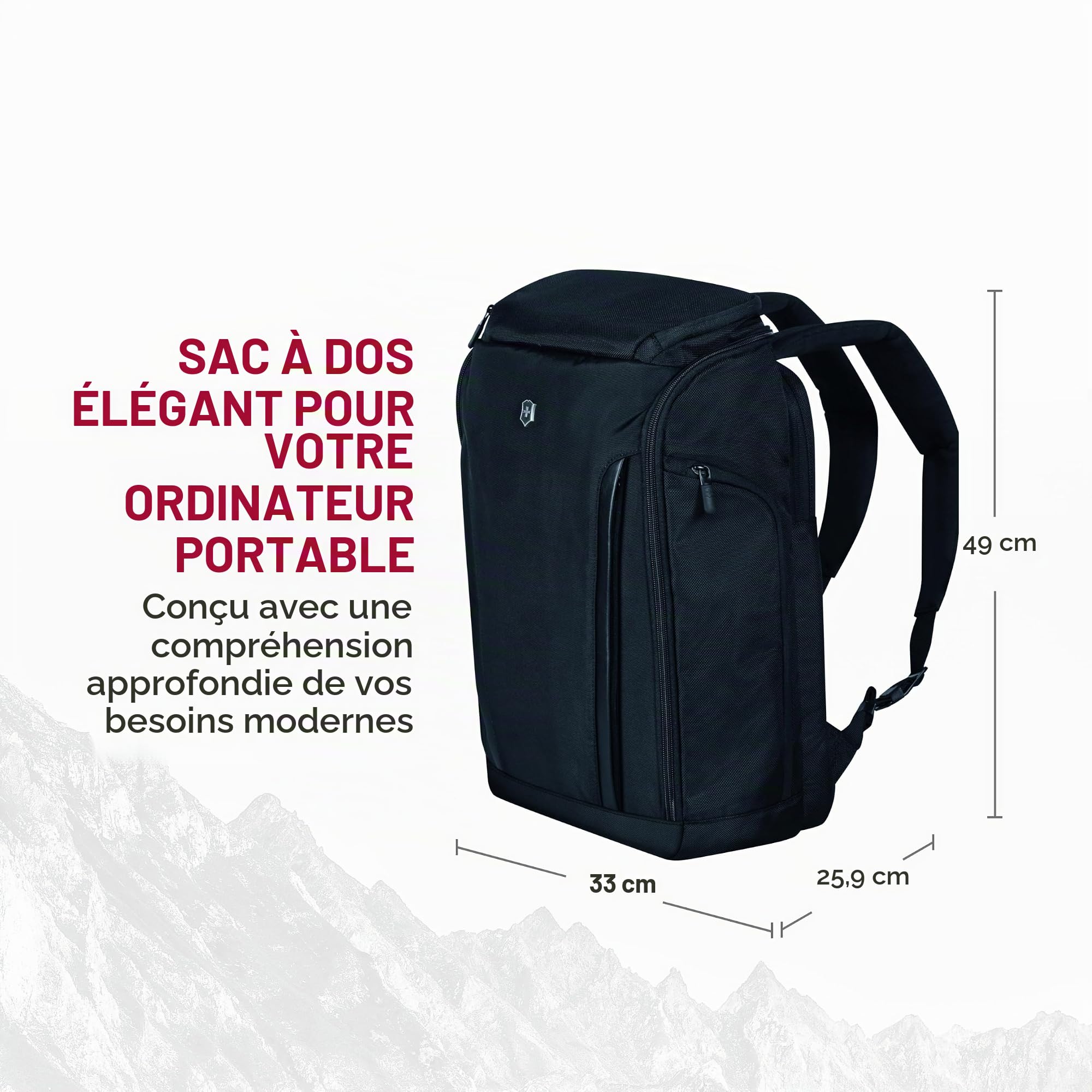 Victorinox Altmont Professional Fliptop Laptop Backpack - Sac à Dos à Rabat pour Ordinateur Portable 15,4 Pouces - 26x33x49cm - Noir