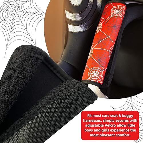 Vista 17 de Funda para cinturón de seguridad para niños, almohadilla para cinturón de seguridad para niños y niñas, correas de asiento de automóvil, Rosado