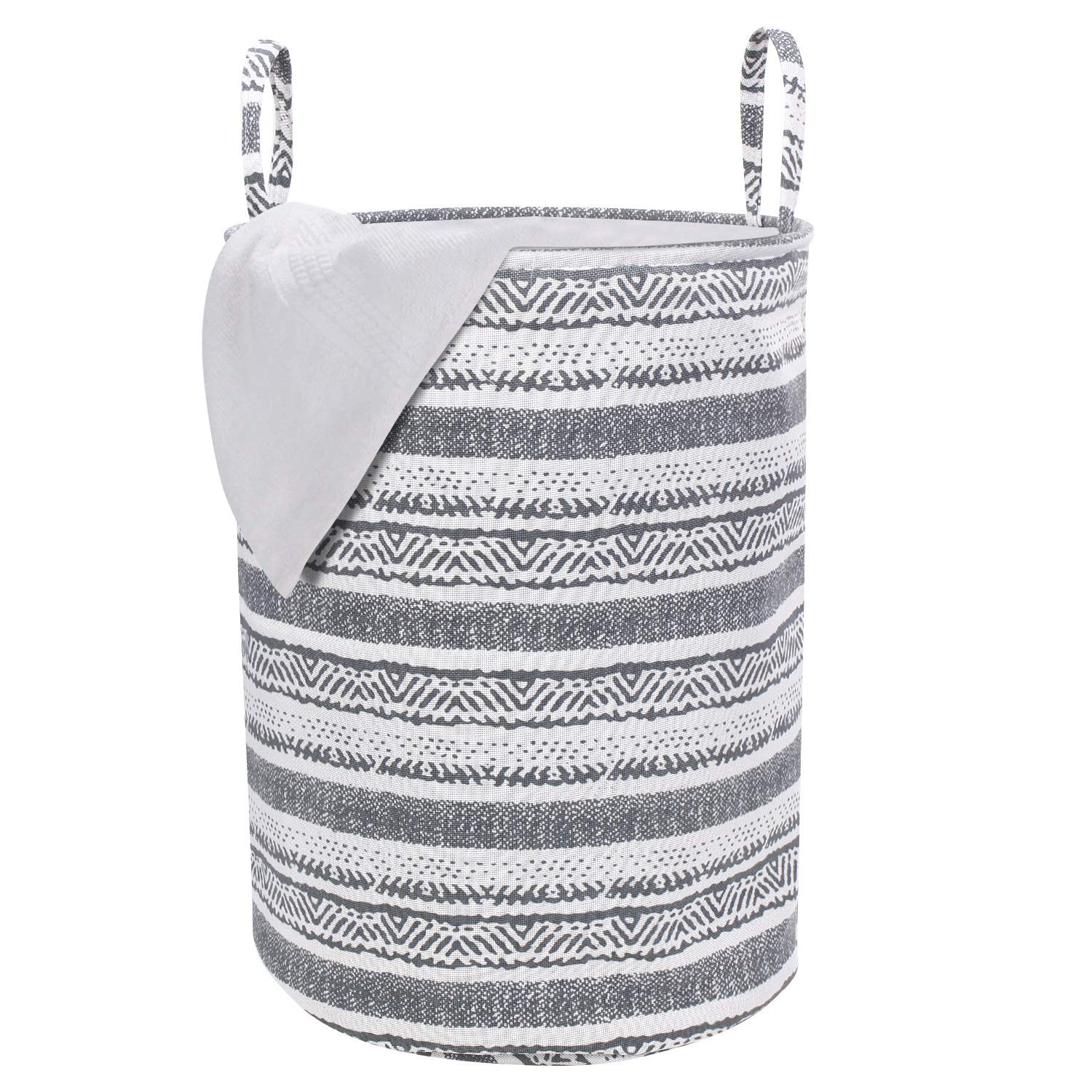 Foldable Cloth Laundry Bag Hamper, Large 60-LTR White & Grey