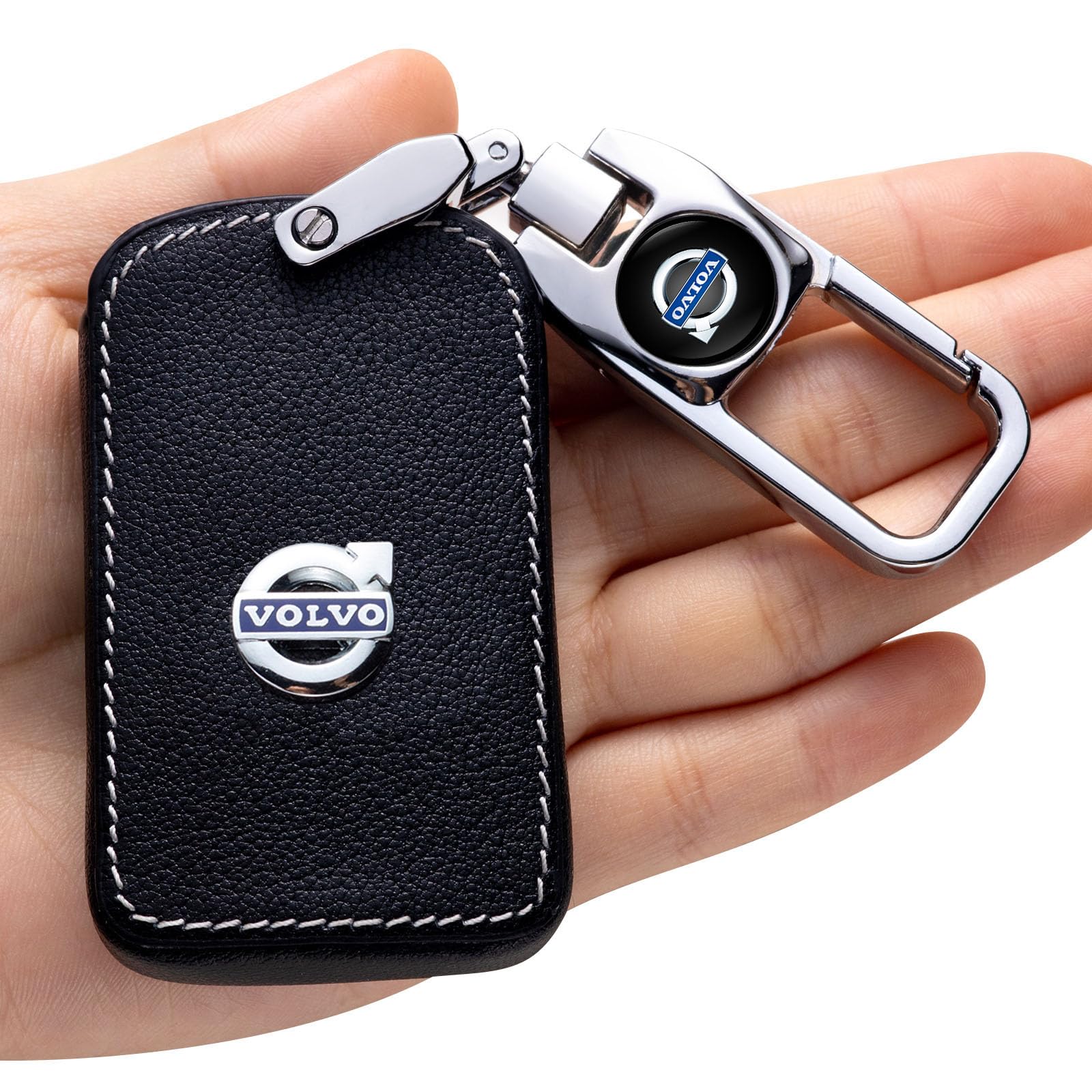 Key Fob Cover Suit for Volvo XC40 XC70 S60 S80 S90 C30 V70 V90 2019 2020 Leather Key Holder Remote Key Protection Case,Key case for Volvo xc90