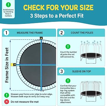 Machrus Upper Bounce Trampoline Net Replacement for Top-Ring Flex Enclosure System, Tear and Weather-Resistant, Lightweight, Foldable