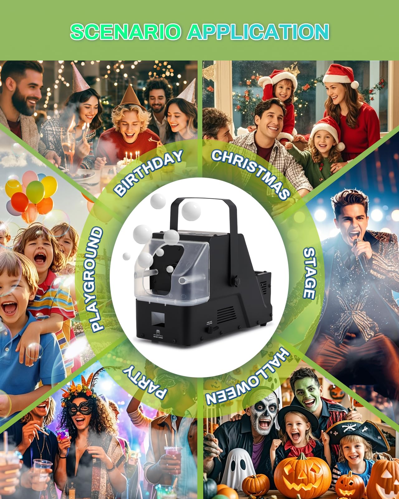 Macchina per bolle di nebbia con telecomando, macchina per fumo con bolle, 450 W, automatica per bolle/bolle di nebbia/nebbia, tre modalità per feste, palcoscenico, matrimonio, Halloween,