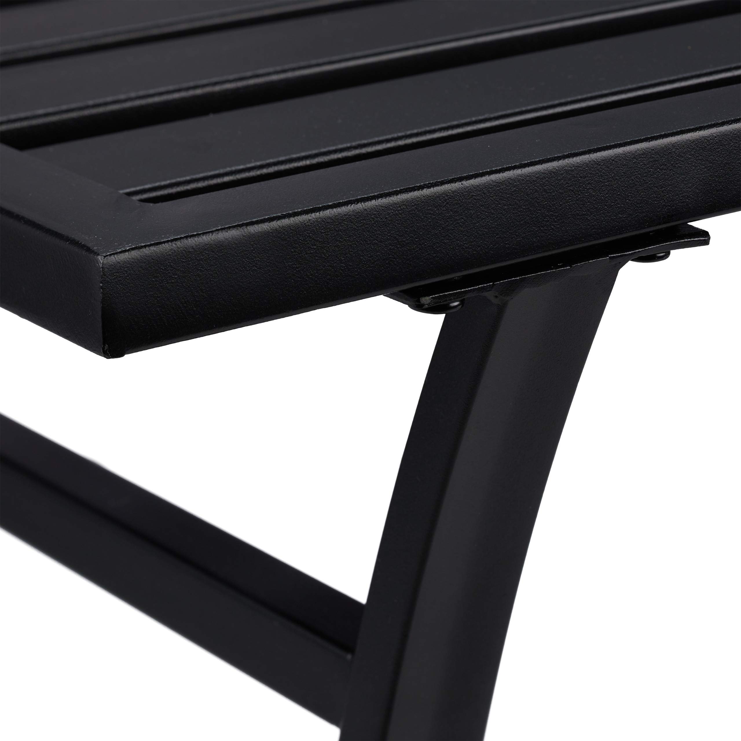 Relaxdays Tavolo da Giardino, Rettangolare, Terrazza & Balcone, Arredamento da Esterno, Metallo, 55,5x120x60cm, nero