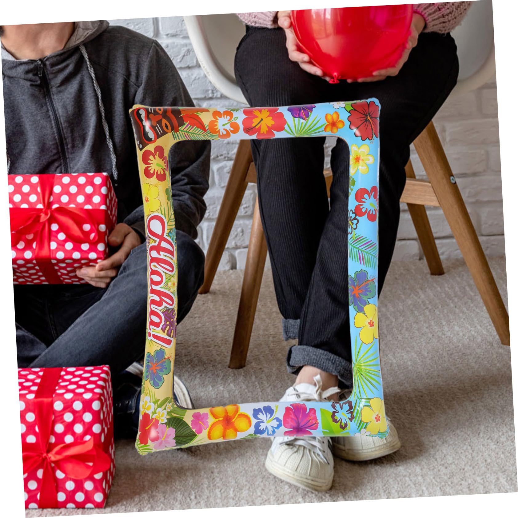 5 Stück Aufblasbarer Fotorahmen für Sommerpartys Hawaii Design Zubehör für Fotoautomaten Leicht und Langlebig Perfektes Party Accessoire für Unvergessliche