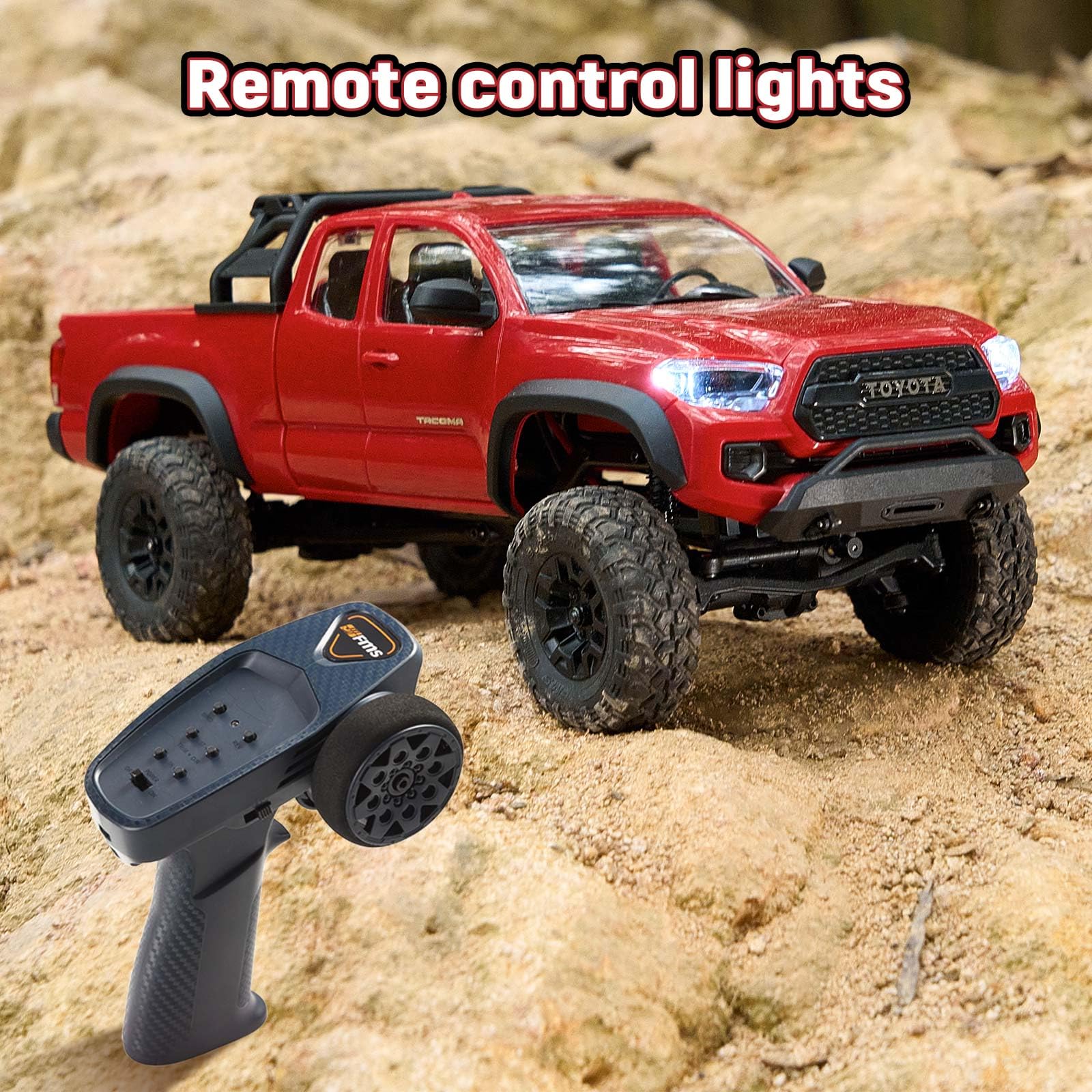 BEEZRC FMS 1/24 RC Crawler FCX24M Tacoma Toyota - Camión de roca 4WD Off-Road RC Rock, transmisión de 2 velocidades, coche de control remoto de grado hobby para adultos, RTR gris