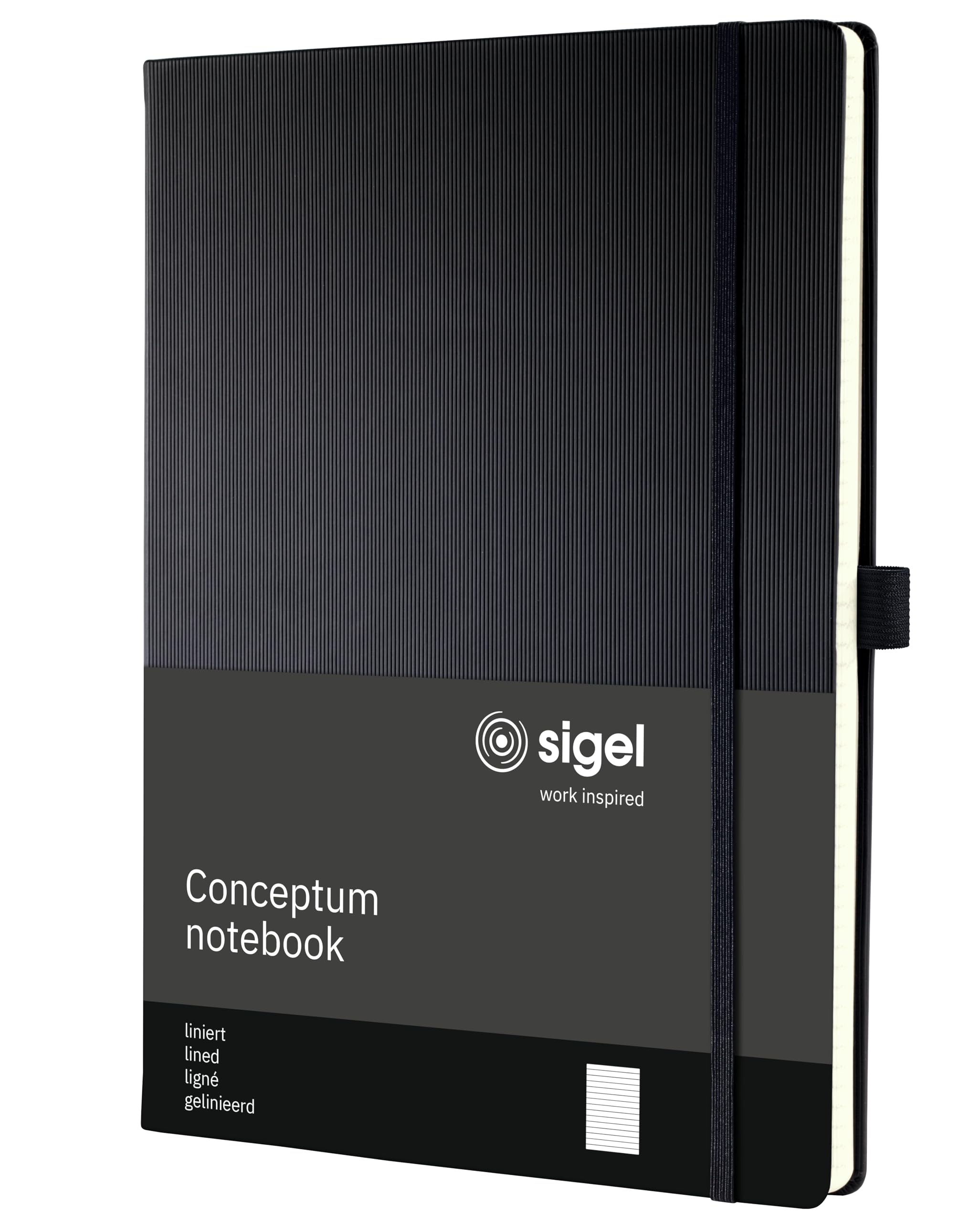 Sigel Notebook Conceptum A4 Ruled Casebound Hardback Black Perforated 194 Pages 97 Sheets