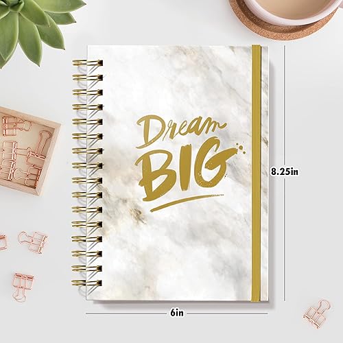Miniatura 7 de Designer Greetings, Designer Papers - Diario de tapa flexible con banda elástica, mármol con frase "Dream Big", 320 hojas (6 x 8.25 pulgadas), para