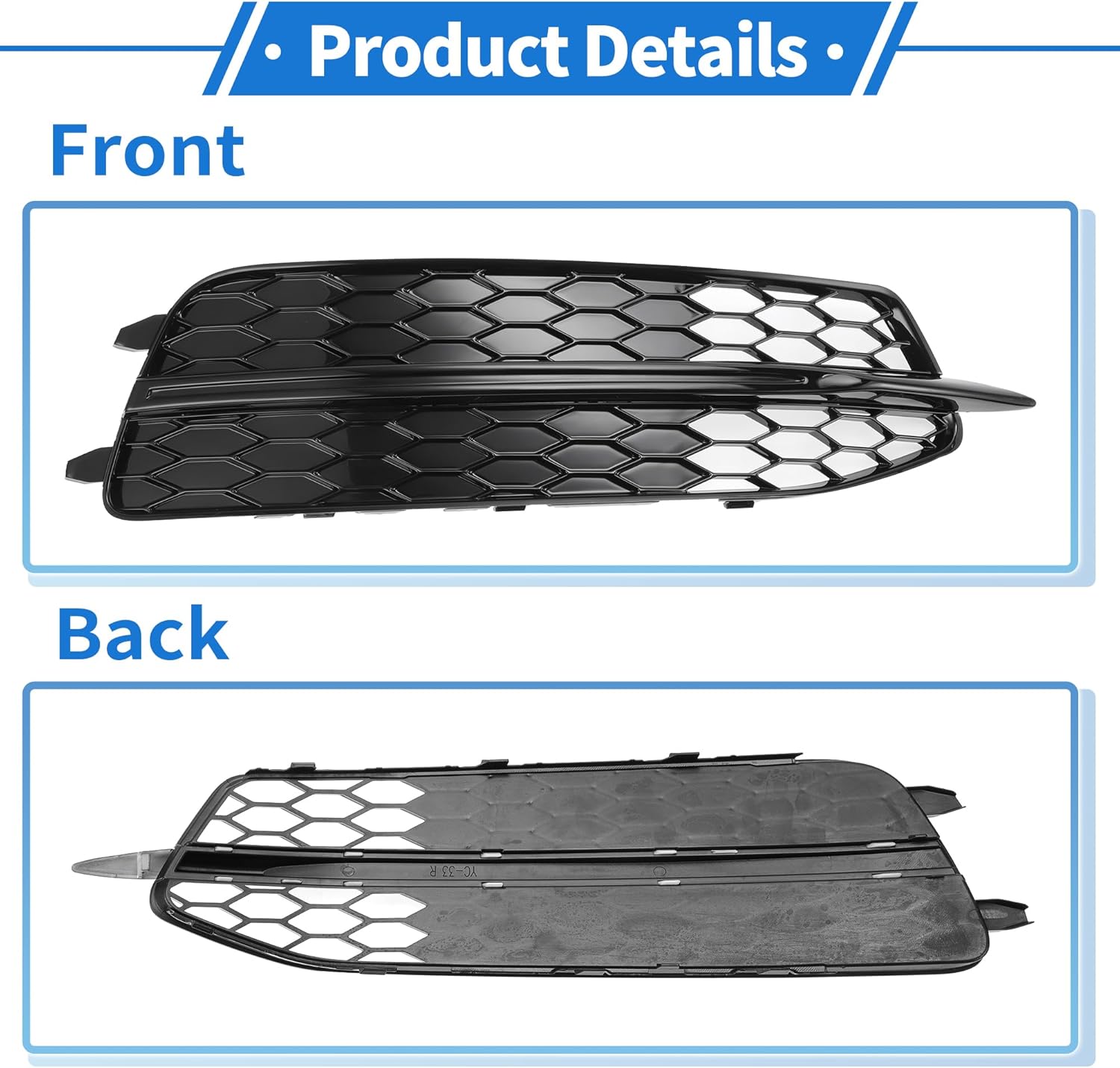 1pc Fog Light Grill for Audi A6 C7 2011-2014 Durable ABS Black Front Right Front Lower Bumper Fog Light Cover Inserts