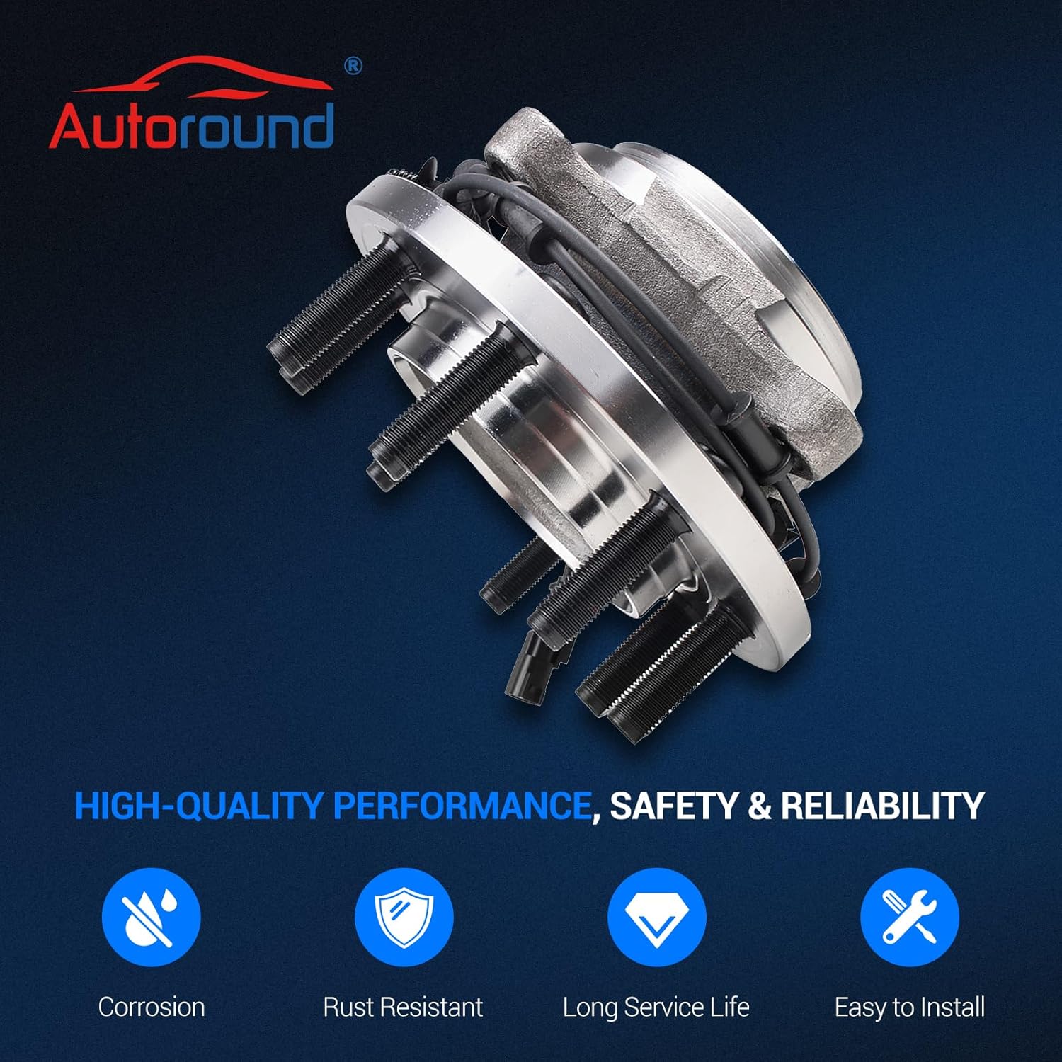 Autoround 515148 4WD Front Wheel Bearing and Hub Assembly Compatible with 2012-2013 Ram 2500/3500, 8-Lug W/ABS, Set of 2