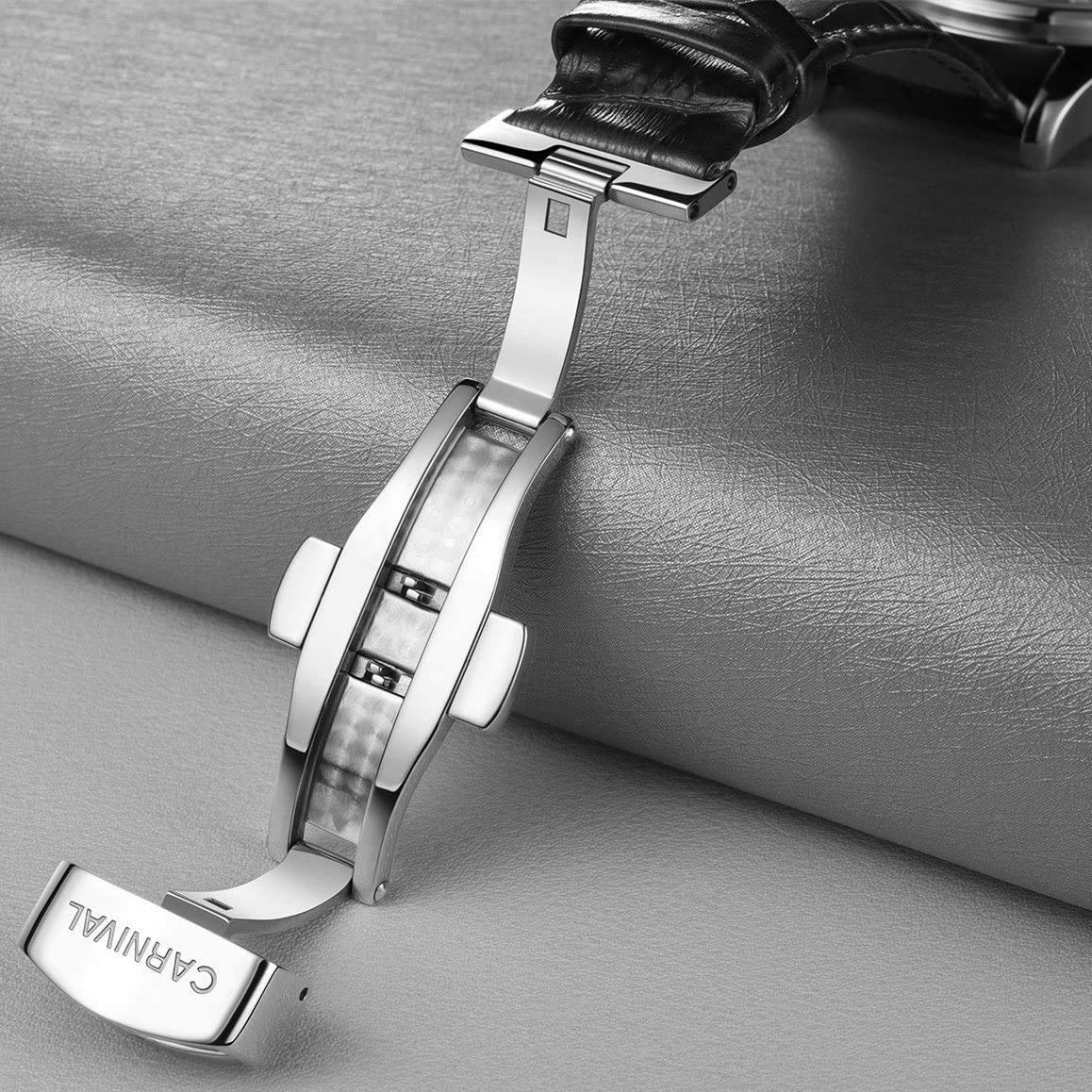 MASTOP Herren Tourbillon Automatik Mechanische Uhr Edelstahl Saphir Wasserdicht Leuchtende Leder Uhren