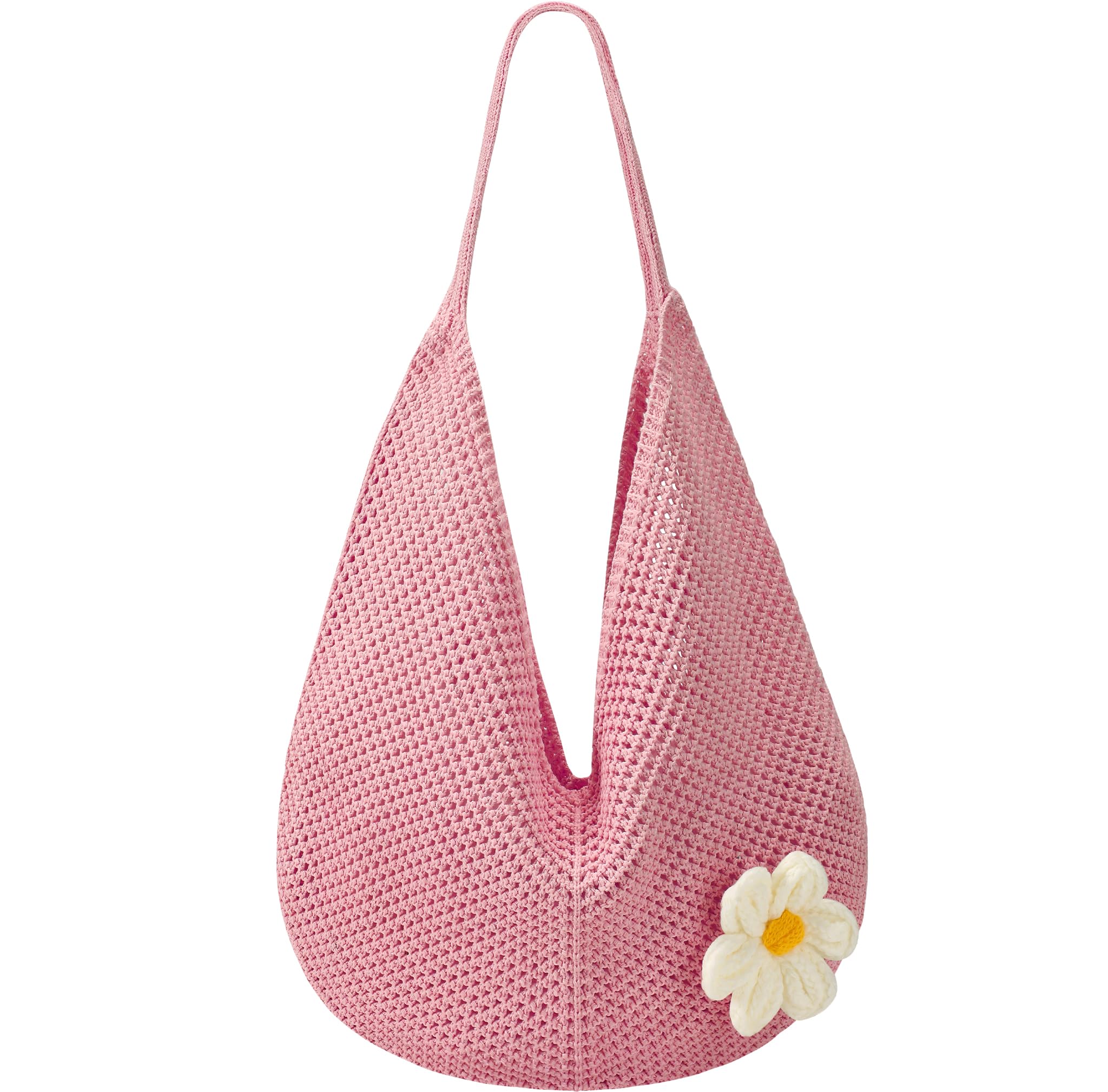 Premillow Crochet Beach Bags for Women, Summer Beach Tote Bag, Mesh Cute Beach Purse, Aesthetic Knit Bag Handbag Shoulder Bag — view 9