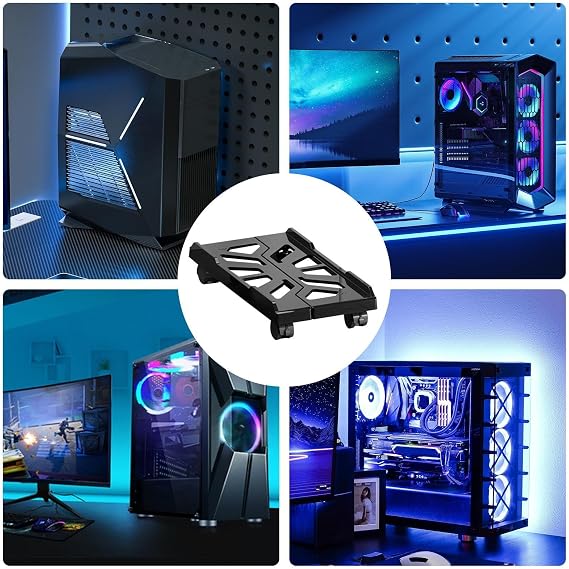 PC Floor Stand ? Rolling Computer Stand with 4 Caster Wheels | Under Desk CPU Holder, Adjustable PC Riser, Heavy Duty Mobile CPU Cart, Ventilated Design for Home and Office, Durable and Carpet Friendl