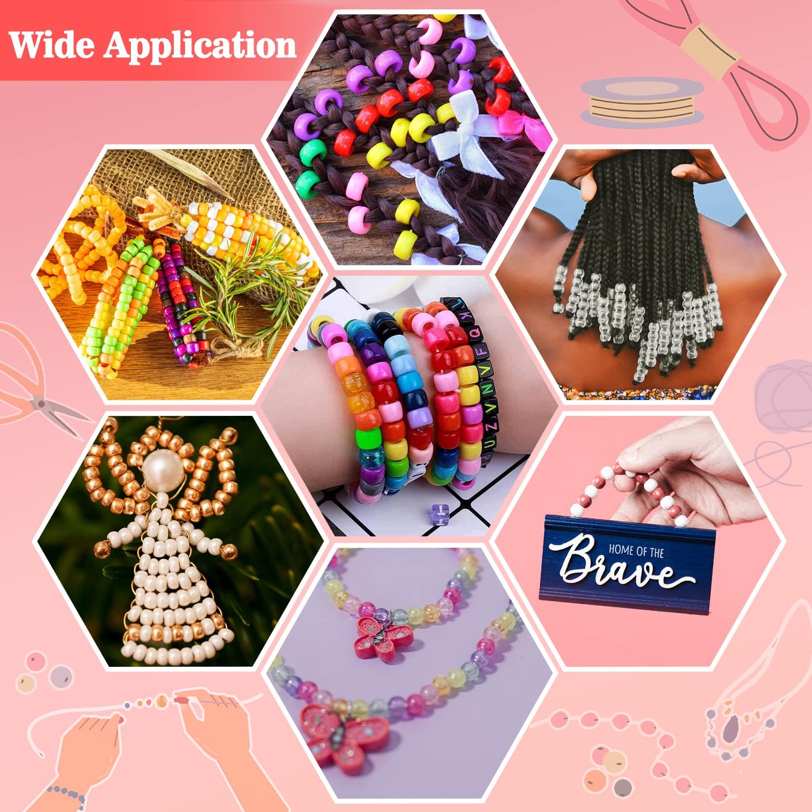 Pony Beads 9x6mm Dark Brown 100pc Kids Hair Toy Jewellery DIY Fun - Foto 3