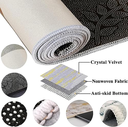 Miniatura 5 de Alfombra de área degradada naranja y azul, moderna, sencilla, alfombra fácil de limpiar, antideslizante, de pelo bajo, esponjosa, cómoda, suave,