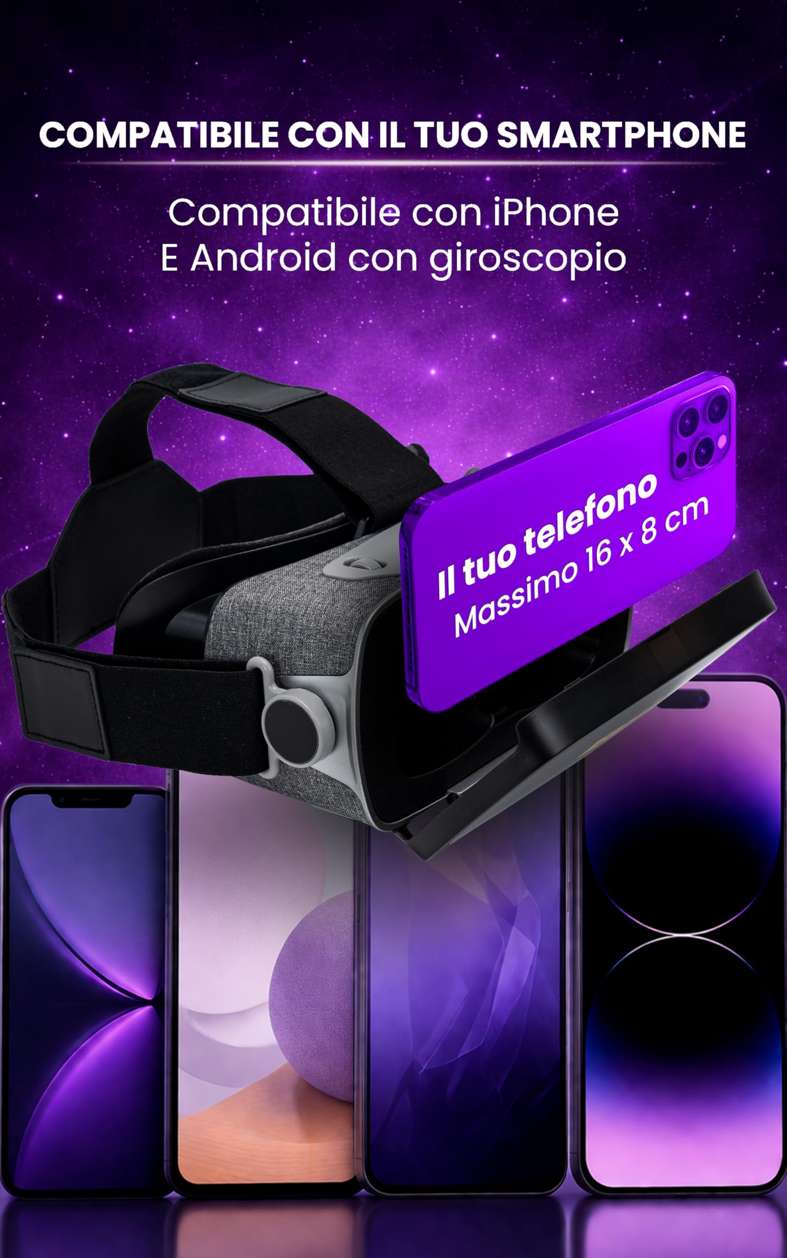 Heromask Essentials Visore Realtà Virtuale per Smartphone · VR 3D e 360° | Film 3D, video 360° e giochi VR con il tuo smartphone. Lenti HD regolabili. Idea regalo per adulti e famiglia