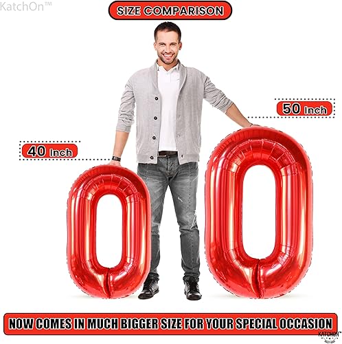 Miniatura 2 de KatchOn, Globo rojo 0 de 50 pulgadas, globos de 0 dígitos, decoraciones de fiesta rojas, globo rojo cero, globos del número 0 para decorar