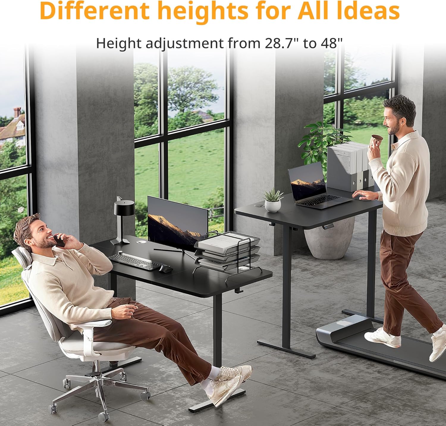 Simple Deluxe Electric Standing Desk, 24x55 Inches, Adjustable Height, Sit Stand Up Desk with Cable Management, Ergonomic Rising Computer Table with Memory Preset, Black