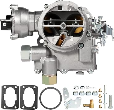 Marine Carburetor 2 Barrel Carb for Mercruiser Rochester Mercarb 3.0L 2.5L 4 CYL Engines with Electric Choke & Jets Gaskets Long Linkage, Replace 3310-864940A01, Base Bolt Pattern is 3 3/4 X 2 inches
