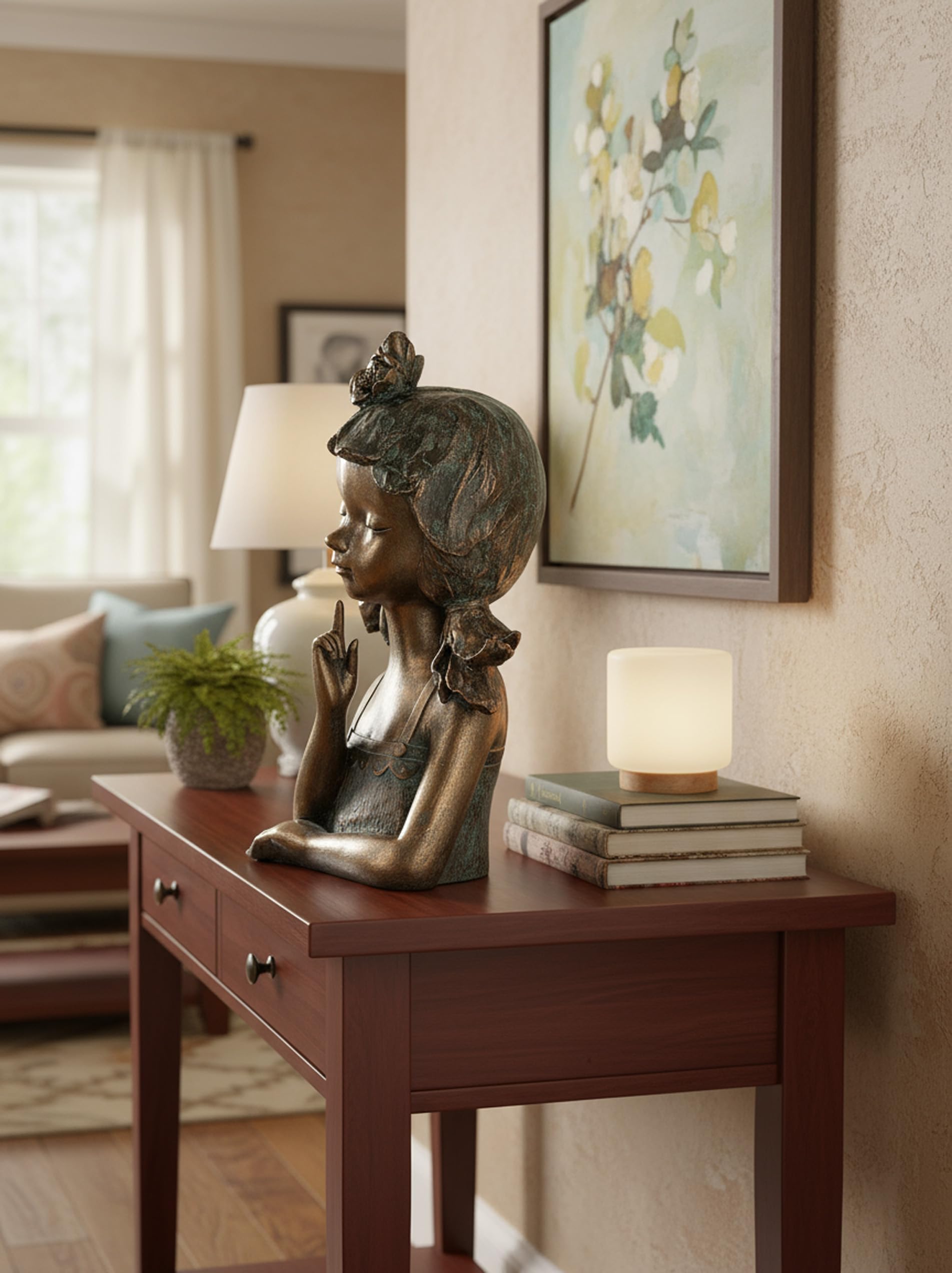 formano Deko Büste Mädchen bronzefarben 28 cm Skulptur aus Polyresin – liebevoll gestaltete Frauenfigur für Wohnzimmer, Regal & Kommode – stilvolle Geschenkidee & Elegante Wohnraum Deko