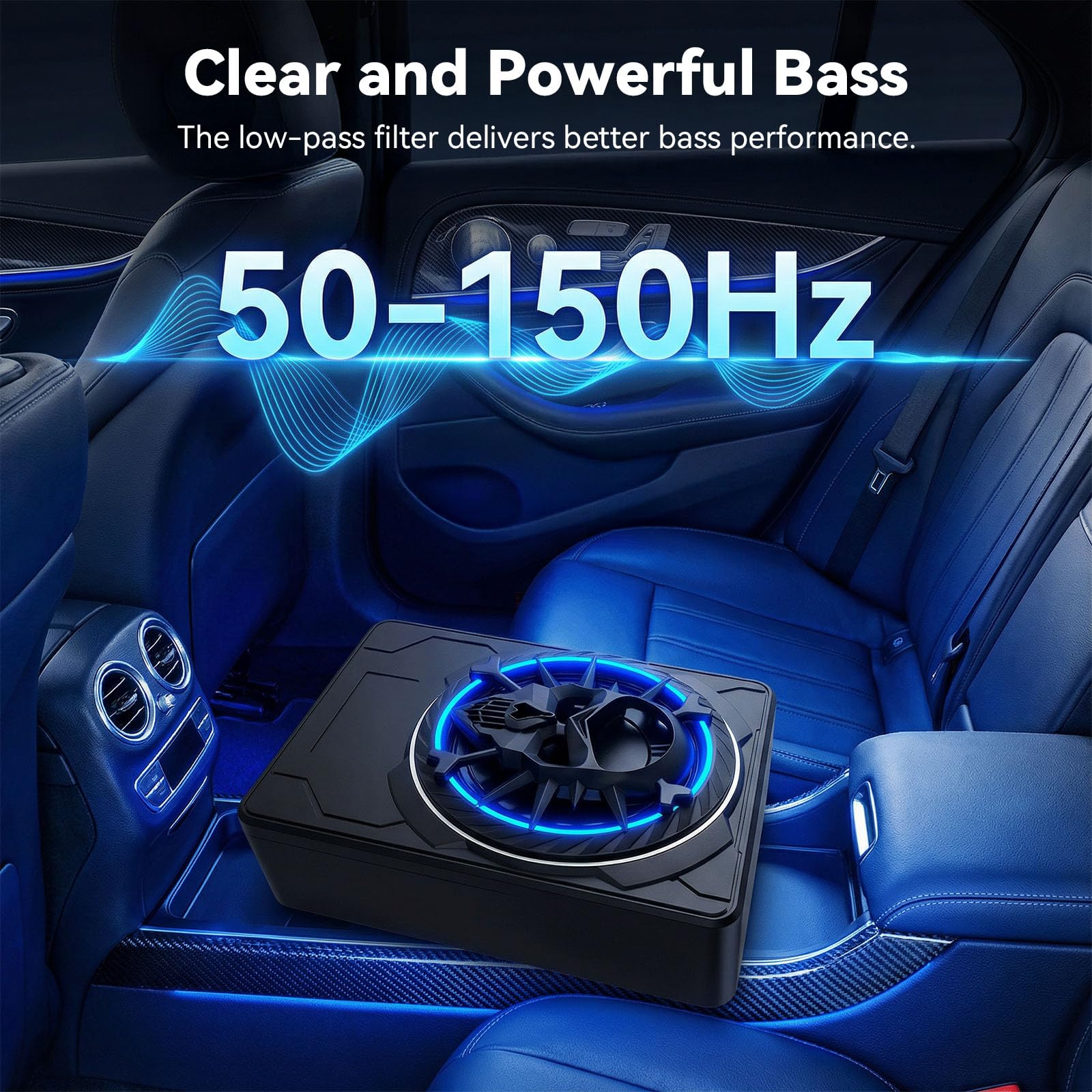 OiLiehu Subwoofer para Coche de 10 Pulgadas y 1200W, Subwoofer con Sonido Envolvente Estéreo, Amplificador de Audio Integrado, con Luz Ambiental LED Multicolor