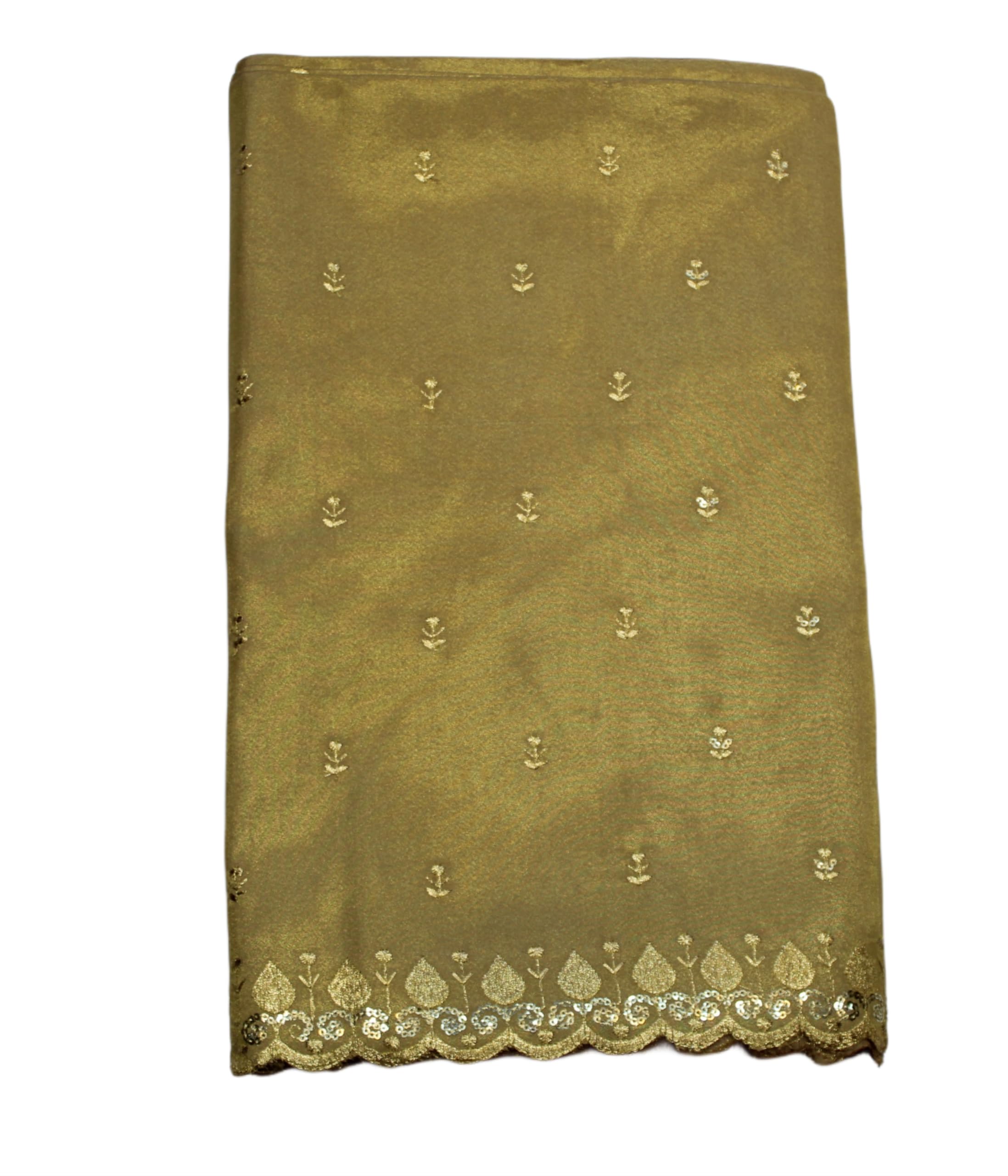 SHRI SHYAM CREATION Women's Unstitched Traditional South Silk Saree Blouse Piece – 1 Meter – Soft Silk Golden Fabric with Stunning Embroidery Sequins Border for Weddings & formal wear-picture-20