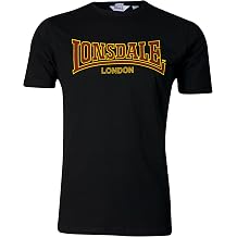 Lonsdale Mens Classic Flock Print Premium Logo T-Shirt 100% Cotton Slim-Fit
