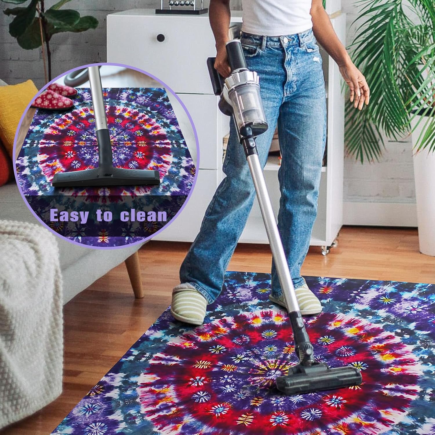 Office Chair Mat for Hardwood Floor 36"X 48" Office Rugs for Gaming Rolling Chairs Computer Desk Chair Non-Slip Tie-dye Protector Mats for Hard Floor & Tile Floor Decor
