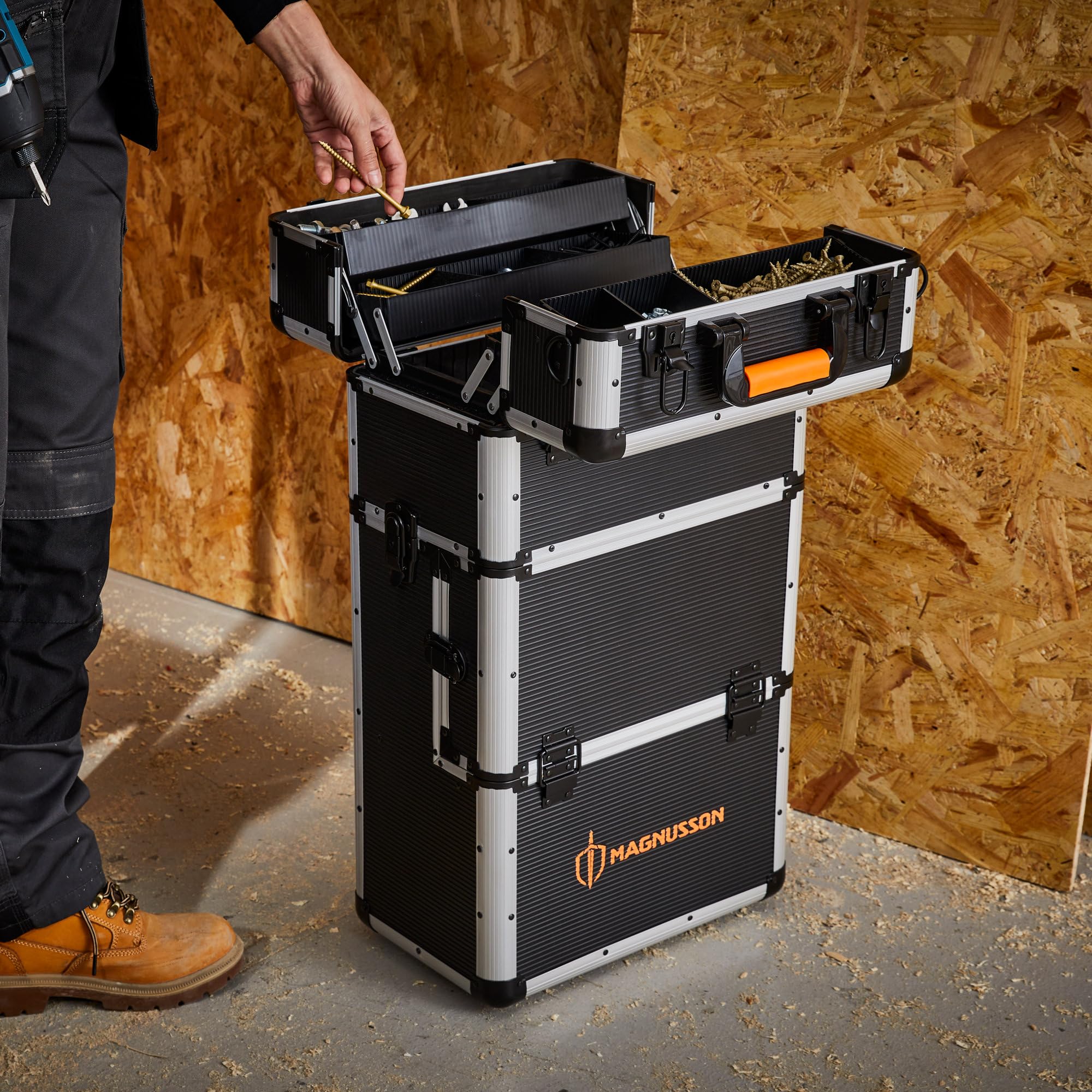 Magnusson Servante trolley 3 compartiments empilables 24 compartiments noir