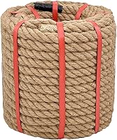 Vista 7 de Cuerda de cáñamo de 1 pulgada x 100 pies, 900 libras de fuerza de trabajo, cuerda trenzada de 4 hebras para tira y afloja, columpios de porche